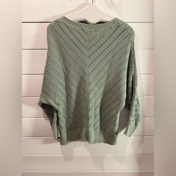 💚OPEN KNIT CHEVRON SWEATER – Light Sage Green (L) - Picture 8 of 11